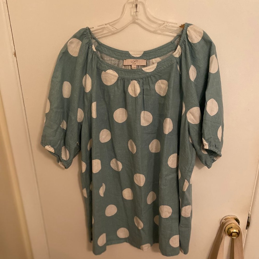 Blue and White Polka Dot Loft Shirt